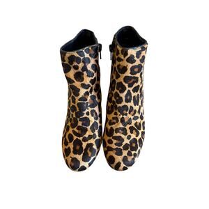 INC. International Concepts Florian Bootie Leopard Print Fur Dyed size 6 1/2